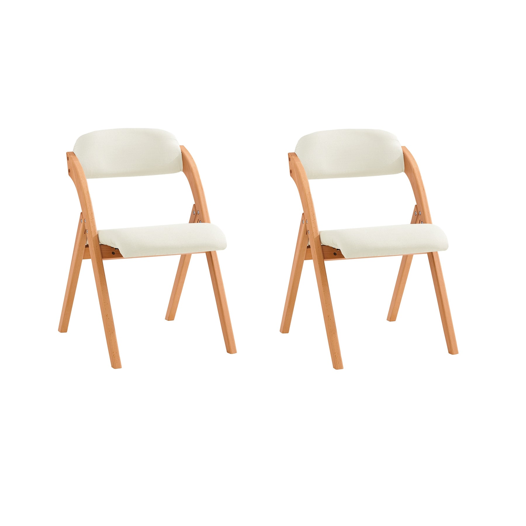 SoBuy FST92-Wx2 Lote de 2 Sillas Plegables de Madera con Asiento y Respaldo Tapizado Sillón para Cocina Oficina Blanco 47 x 60 x 77 cm ES