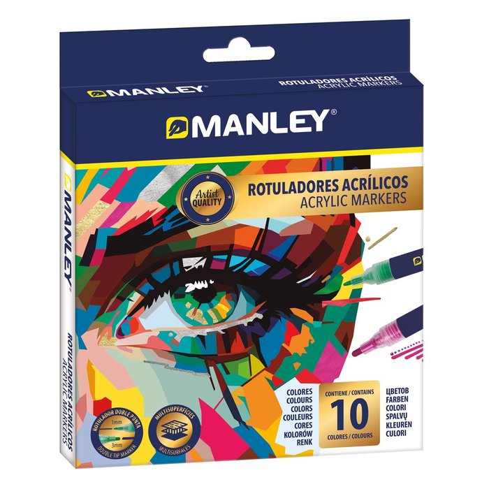MANLEY ROTULADOR MANLEY ACRILICO 10 COLORES BASICOS 60 ANIVERSARIO 1x15x16 Cms.