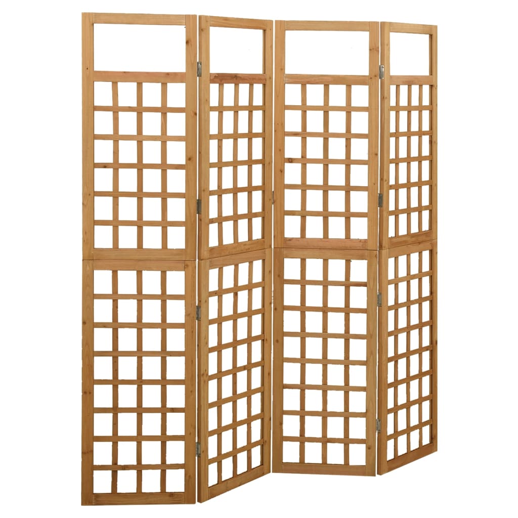 vidaXL Biombo/Enrejado de 4 paneles madera de abeto 161x180 cm en color Negro/Marrón/Gris