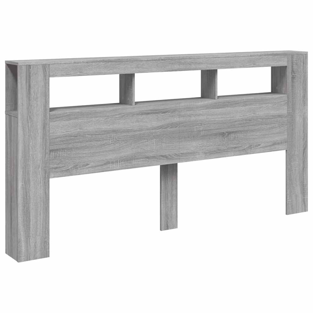 vidaXL Cabecero LED madera ingeniería gris Sonoma 200x18,5x103,5 cm