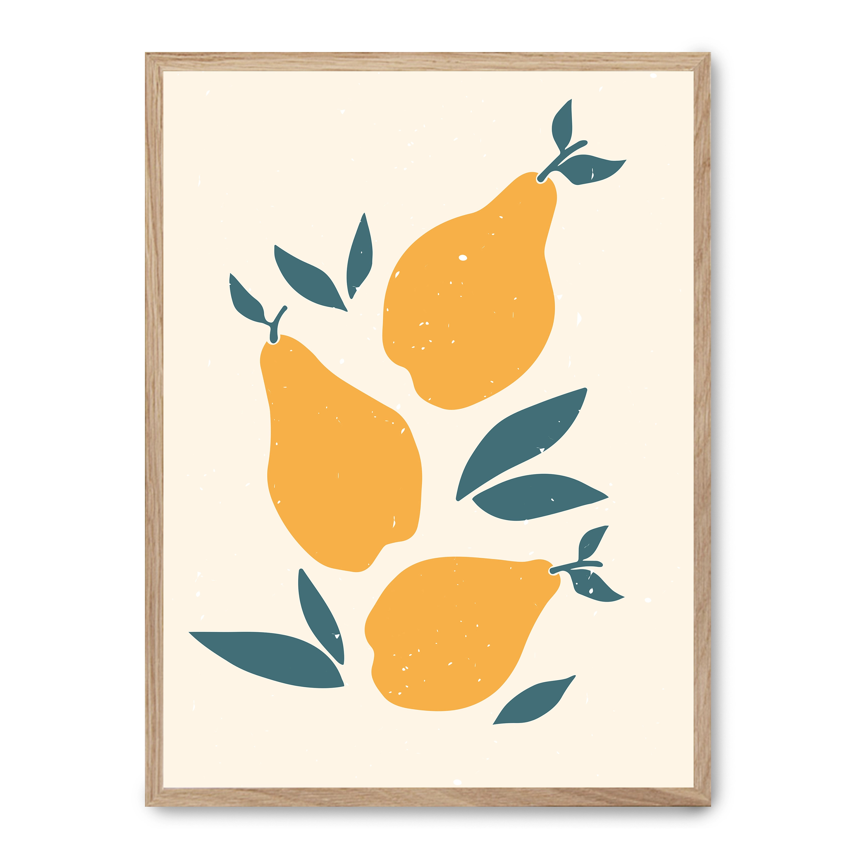 Cuadro minimalist lemons 30x40cm, Póster impreso en papel de primera calidad de 180gr, montado sobre marco de madera MDF acabado roble., Cocina - Gastronomía