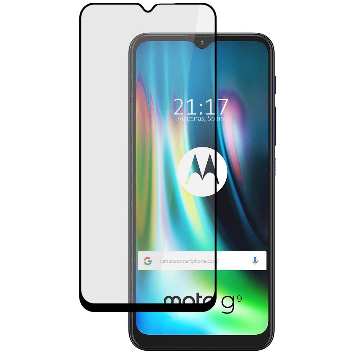 Tumundosmartphone Protector Cristal Templado Completo 5D Full Glue Negro para Motorola Moto G9 Play / E7 Plus Vidrio