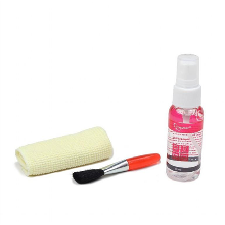 Gembird | Kit de limpieza para pantallas LCD | Spray limpiador (30 ml), cepillo, paño de microfibra (15 x 15 cm)