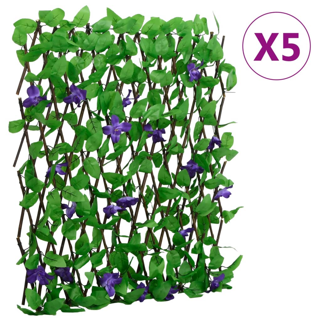 vidaXL Enrejado expansible hiedra artificial verde 5 uds 180x70 cm