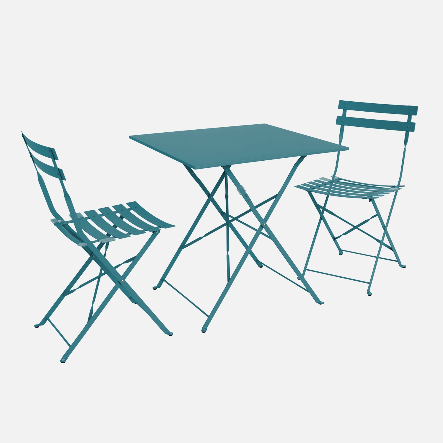 sweeek - Set mesa de jardín bistró plegable de acero con 2 sillas, 70cm , Emilia , 70x70x71