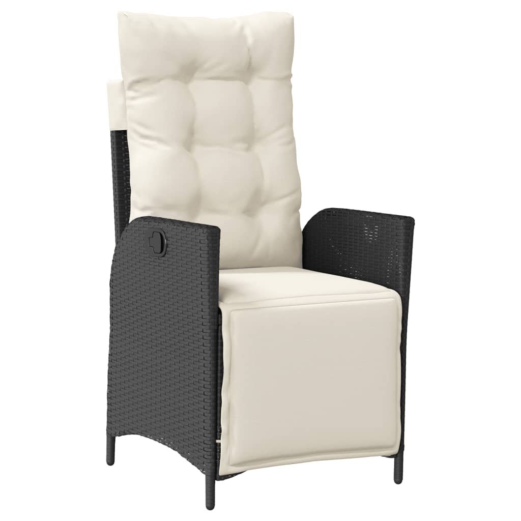vidaXL Sillón reclinable de jardín con reposapiés ratán PE negro