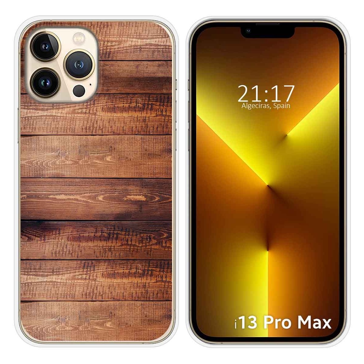 Funda Silicona compatible con iPhone 13 Pro Max (6.7) diseño Madera 02 Dibujos