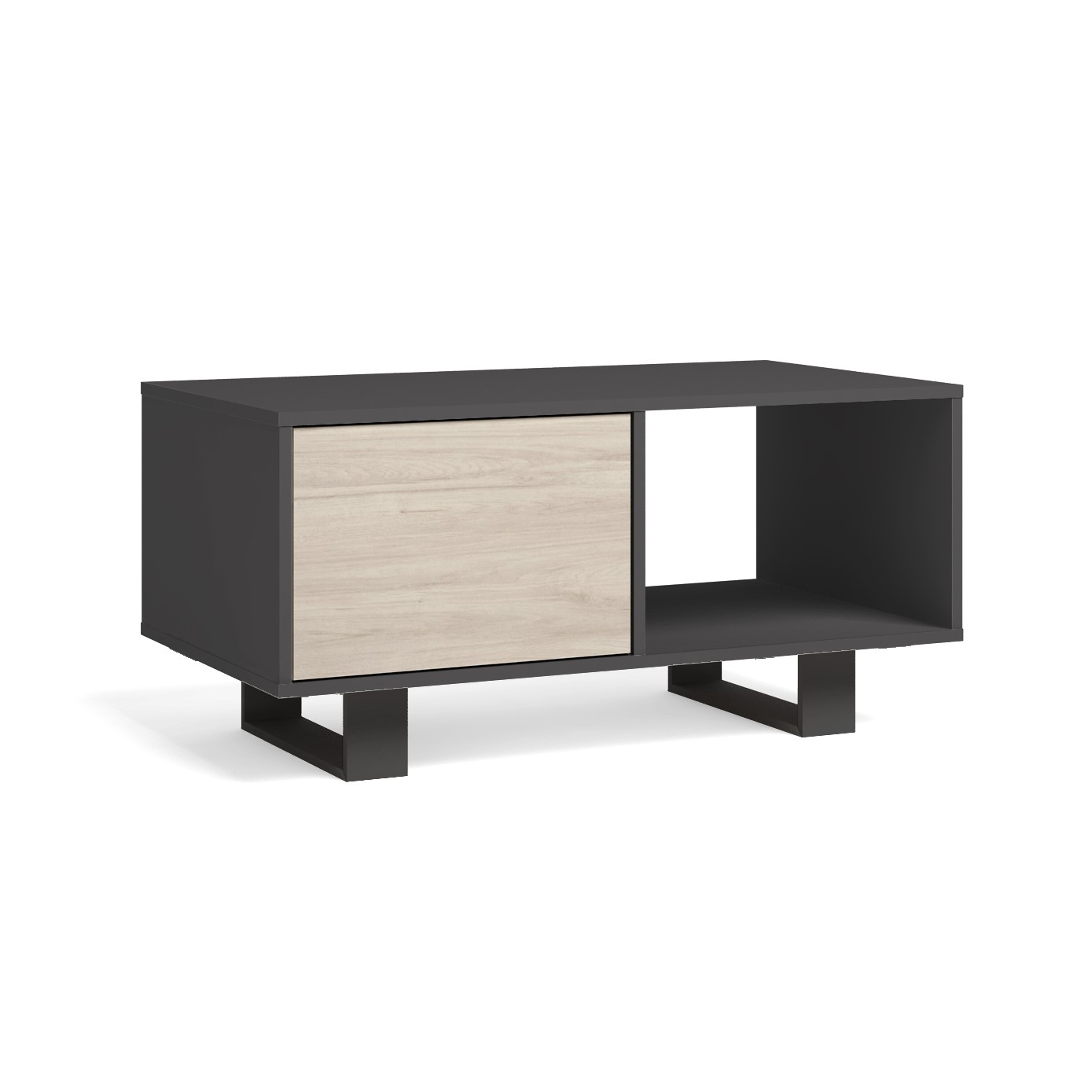 Skraut Home - Mesa de centro con puertas - salón comedor - Modelo WIND - Bi-Color - medidas 92x50x45cm de altura.