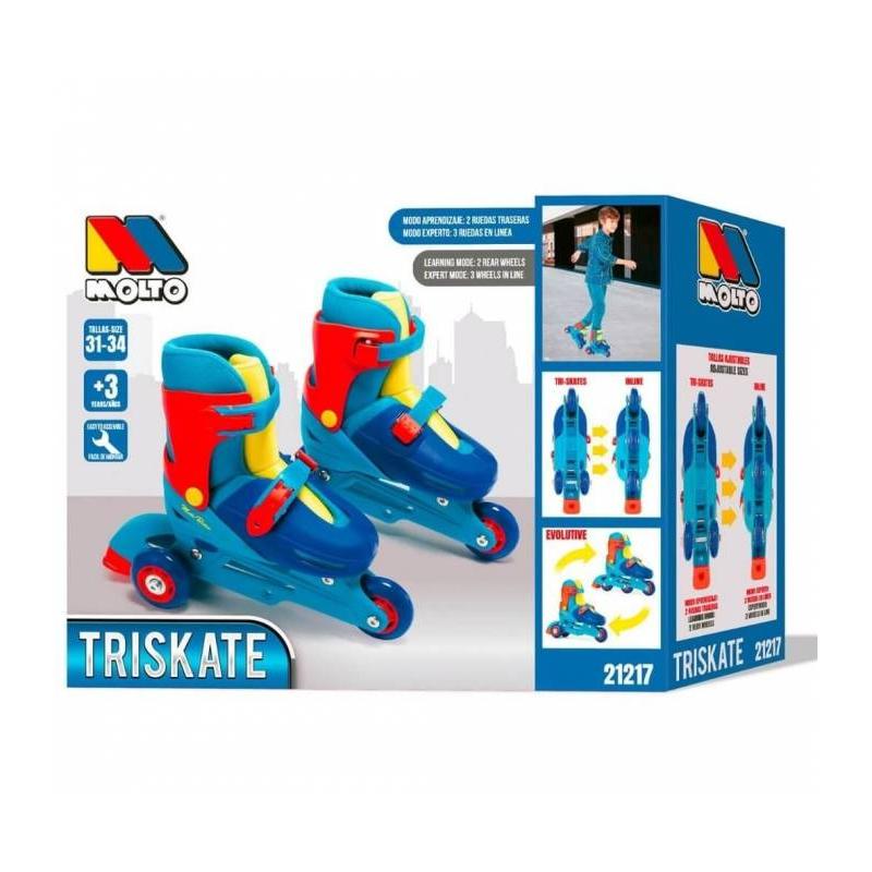 Patines en línea para niños 3 in line Skates Azul Talla 31-34 de Molto