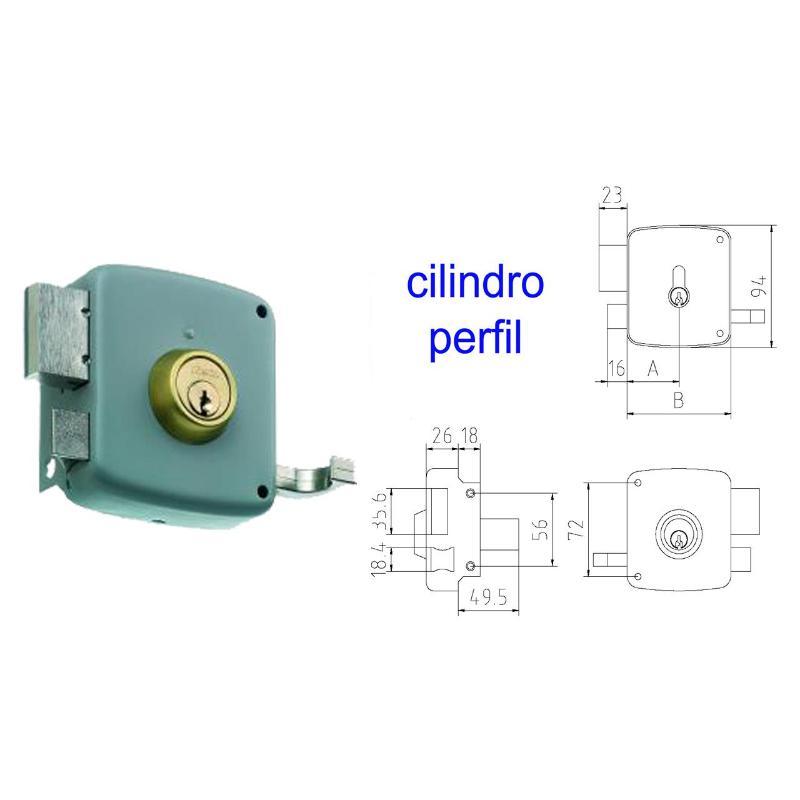 Mcm cerradura sobreponer 2525p-100-dcha pintada cilindro perfil