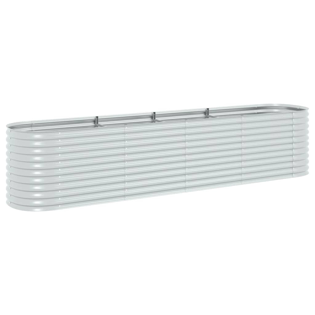 vidaXL Arriate de acero galvanizado 400x80x81 cm Color Plateado,  Gris,  y mas