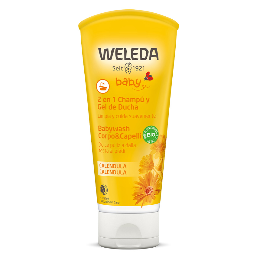 Weleda - Champú y Gel de Ducha de Caléndula, Limpia, Cuida, Nutre y Protege, Vegano, Apto para Pieles Sensibles - 200 ml