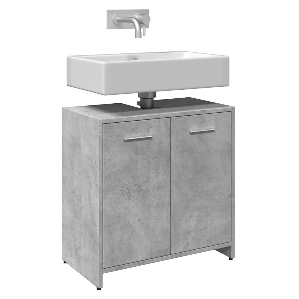 vidaXL Armario de baño madera contrachapada 60x33x60 cm en color Gris sonoma/Blanco brillante/Negro y más | almacenamiento funcional diseño moderno para baño dormitorio sala