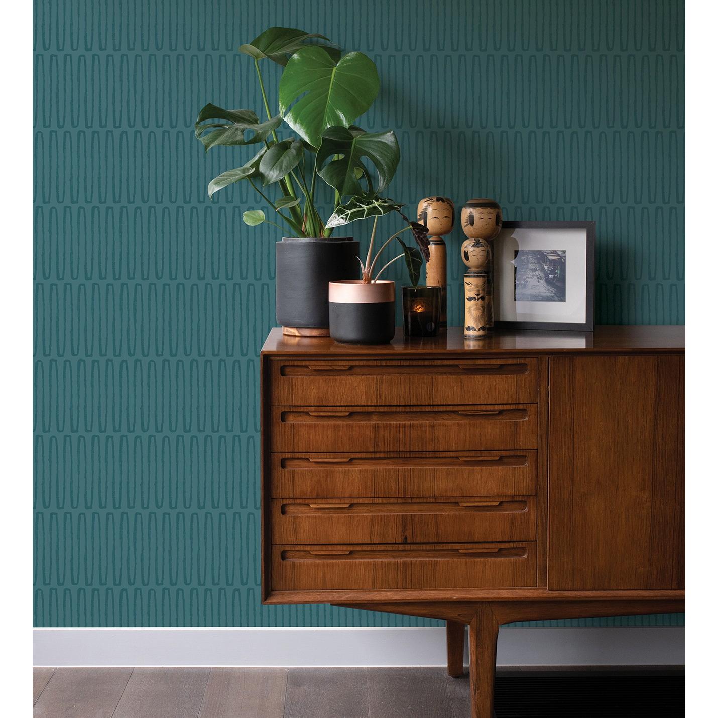 Papel pintado vinílico ecológico étnico diseño geométrico africano verde - Barak 682042 de GAULAN - Rollo de 10 m x 0,52 m