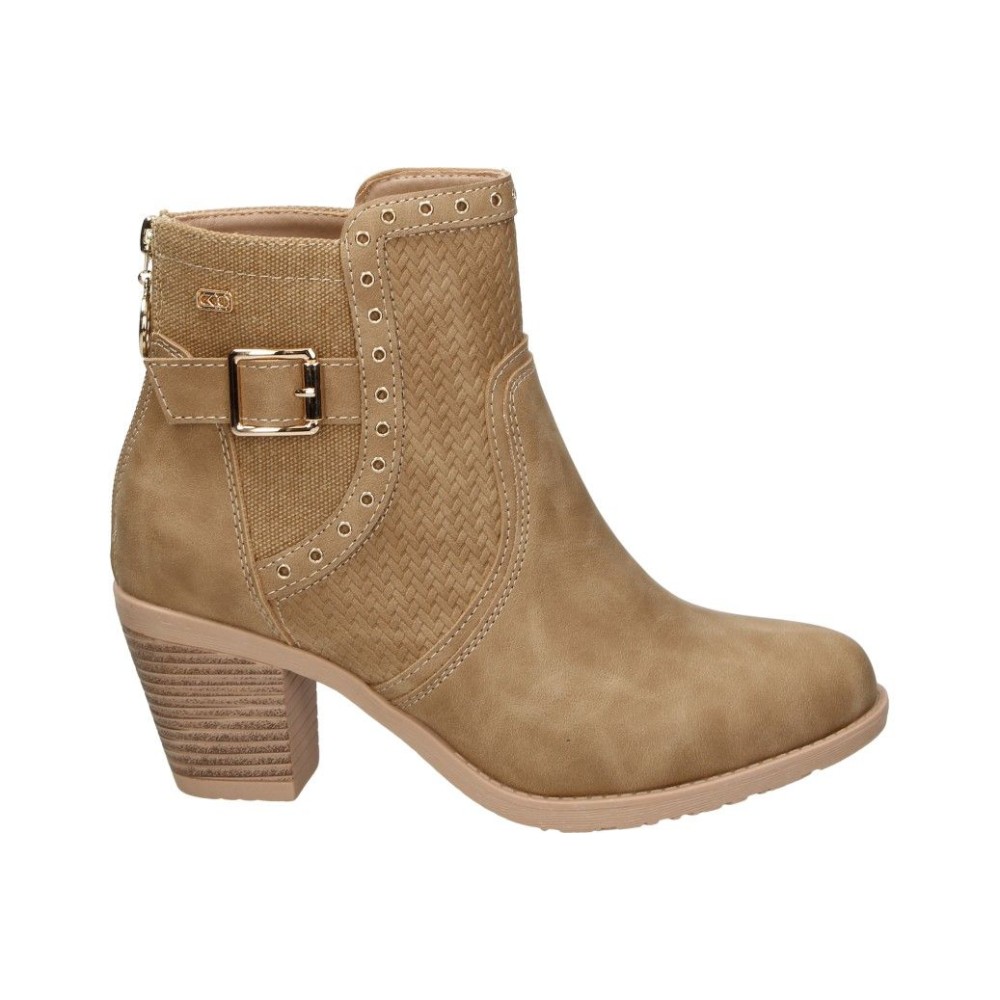 CHK10 | Botines de Tacón CHK10 Tonia 19 para Mujer – Botines Estilosos en Color Marrón Cuero con Detalle de Hebilla – Botines con Cremallera Lateral – Tacón Medio y Cómodo – Versátiles y Combinables – Moda