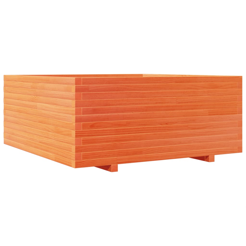 vidaXL Jardinera madera maciza de abeto 110x110x49,5 cm Color Pino natural,  Blanco,  Marrón cera y mas
