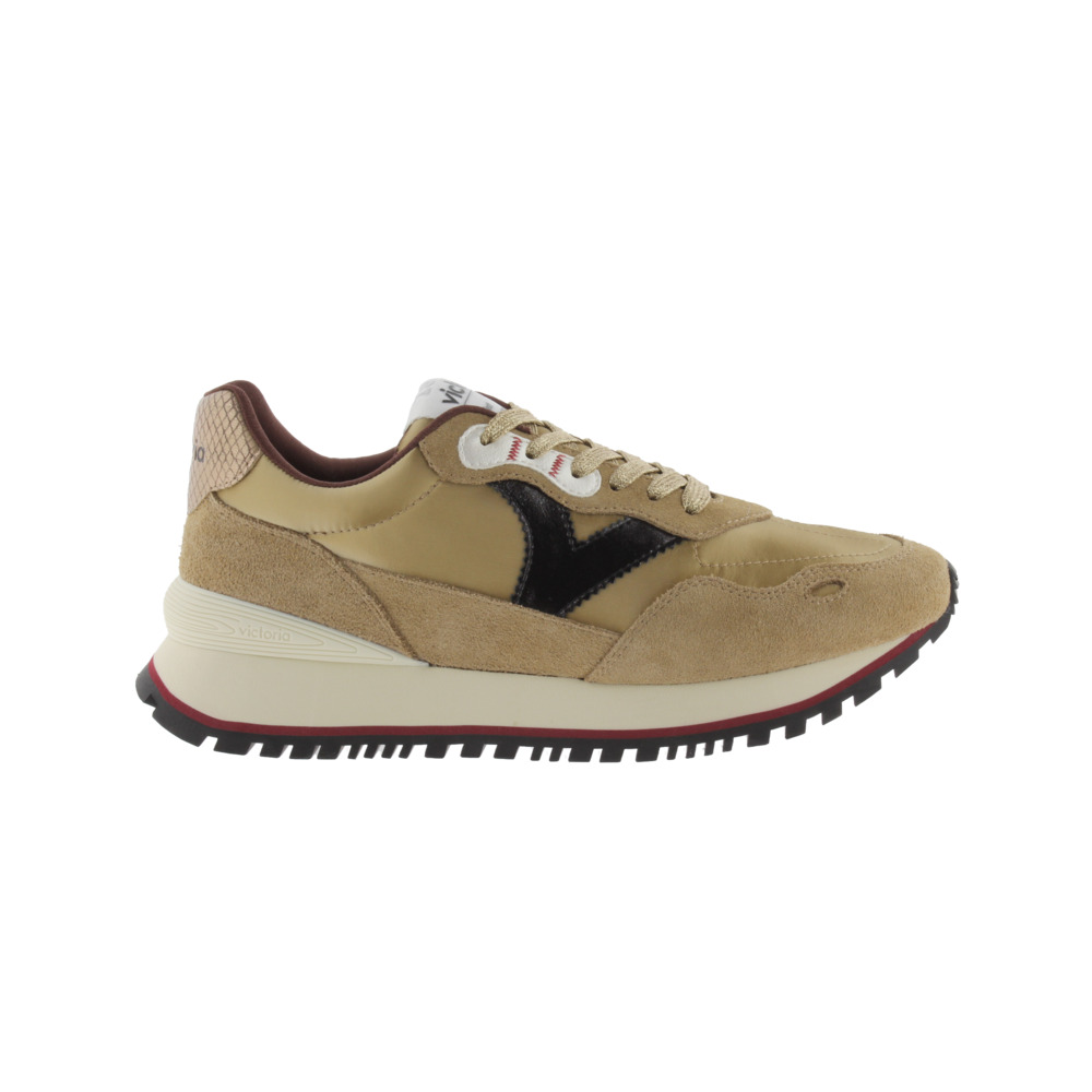 Victoria Viento Zapatillas de nylon metalizado con piezas de serraje al tono y suela dentada 1157115