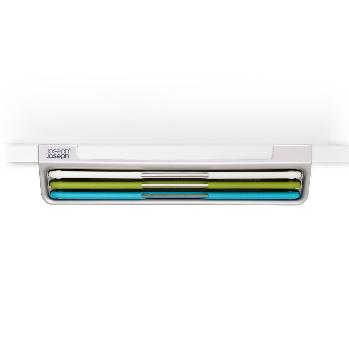 Conjunto de Tablas de Cortar Antideslizantes Folio Joseph Joseph - 3 Piezas con Sistema de Almacenamiento Bajo Estantería, Ideal para Carne, Pescado y Verduras