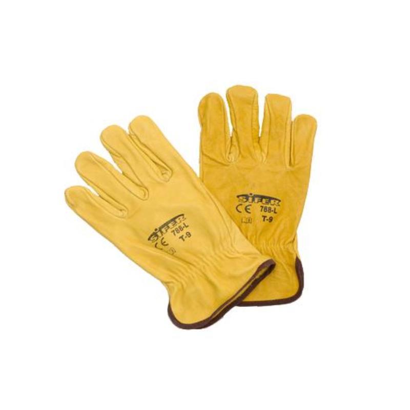 Guante vacuno 1ª amarillo+rivete 788l   9 (caja 12 unidades)