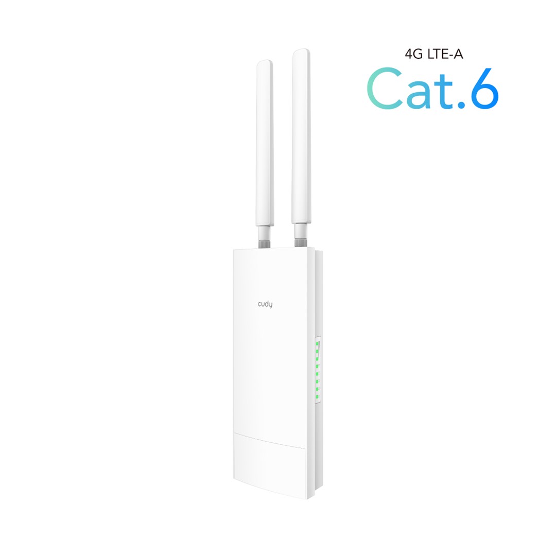 Cudy AC1200 Gigabit Módem Router para Exteriores 4G LTE Cat 6, IP65, Antenas Desmontables, Router con Ranura SIM, Montaje En Poste/Pared, VPN, LT700 Outdoor