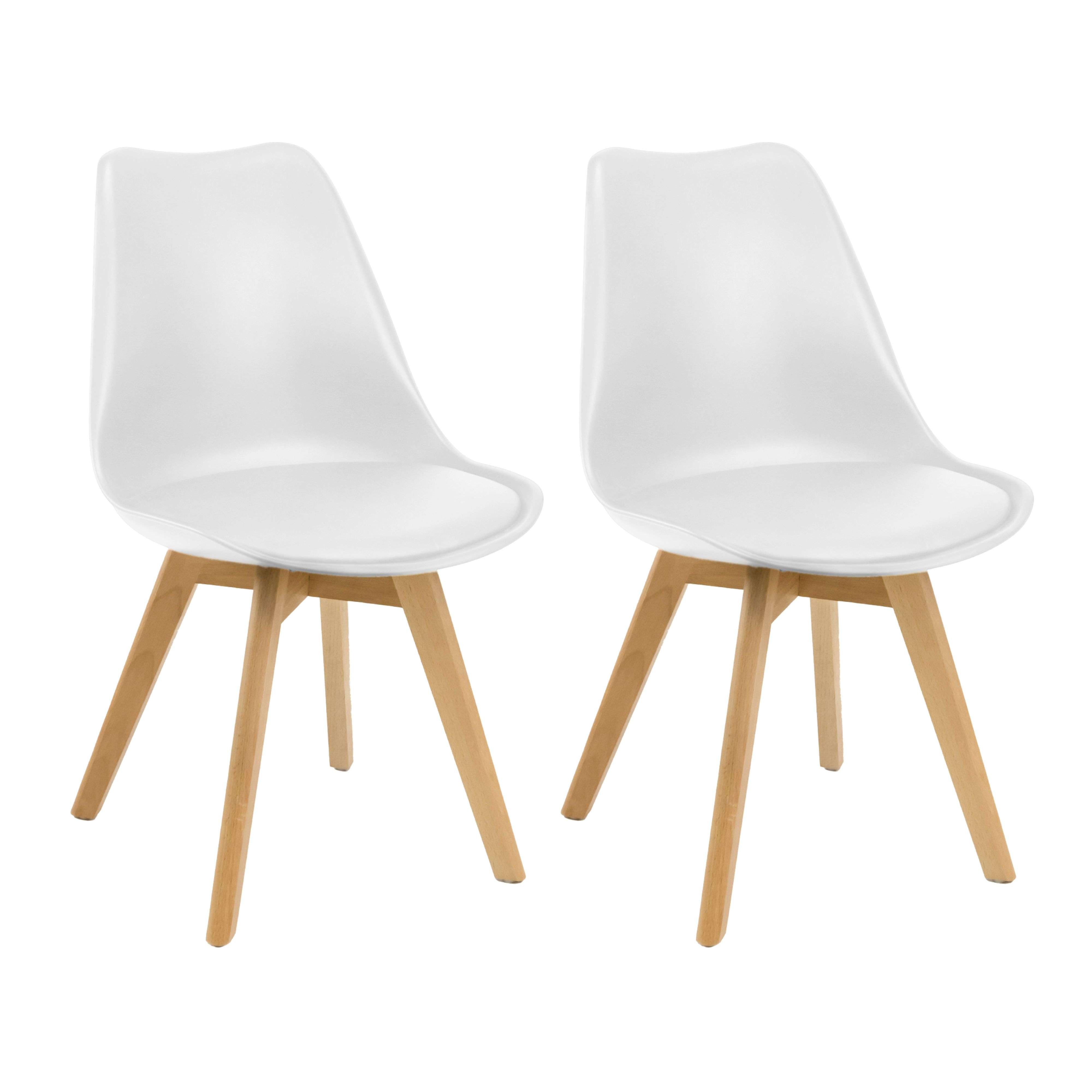 Miroytengo Pack Sillas Nórdic Estilo Nórdico Color Blanco y Roble 83x49x56 cm