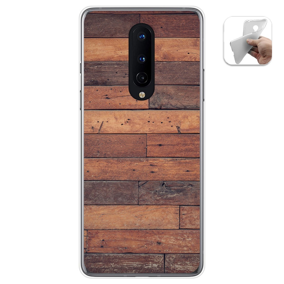 Tumundosmartphone Funda Gel Tpu para OnePlus 8 diseño Madera 03 Dibujos