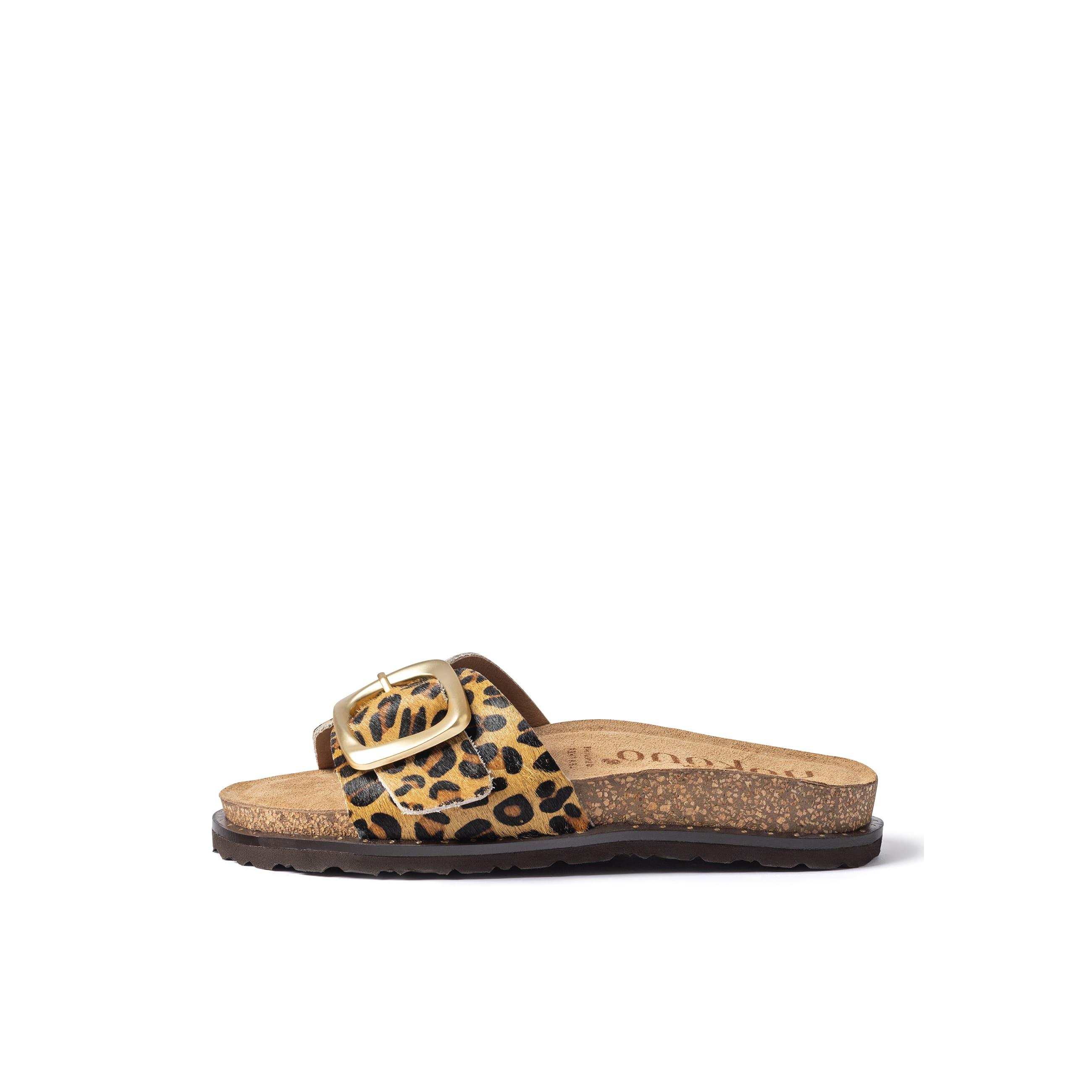 YOKONO sandalia plana BOLUS-114 LEOPARDO | Zapatos mujer Primavera-Verano | Piel vacuna  Leopardo | 3 CM
