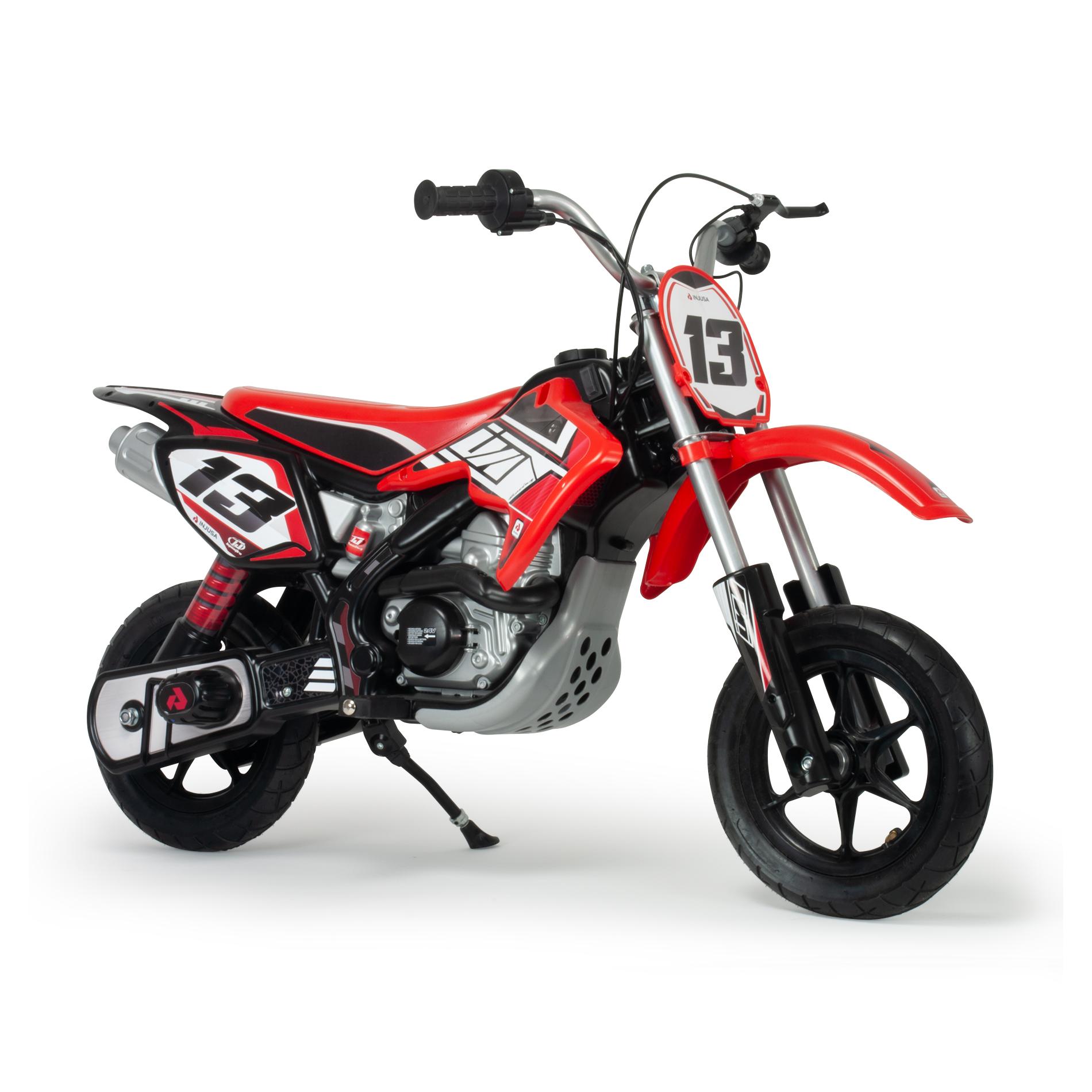 Injusa Moto Eléctrica Infantil Red Fighter 24V Niños 6-10 Años | Puño Acelerador | Freno de Tambor | Ruedas Hinchables | 12 km/h