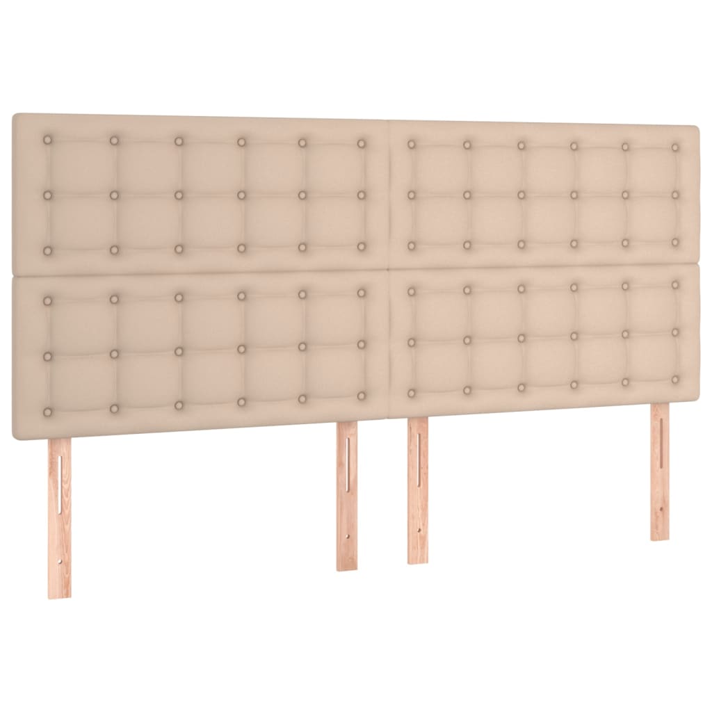 vidaXL Cabecero luces LED cuero sintético capuchino 200x5x118/128cm