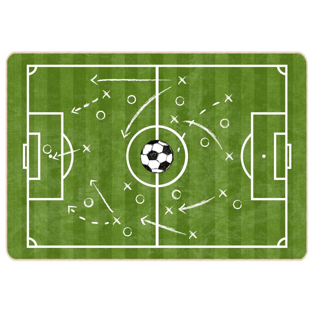 Vidaxl Alfombra Niños Lavable Antideslizante Campo Fútbol 160x230 Cm Color Verde