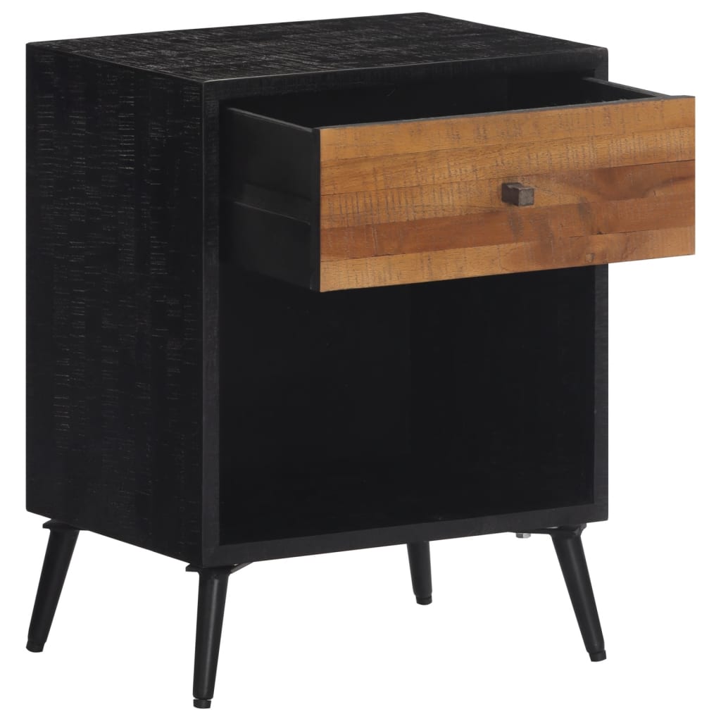 Marca Vidaxl - Mesita de Noche de Madera Maciza de Teca - 40x30x50 Cm - Ideal para Salón, Estudio - Moderna Mesa Auxiliar