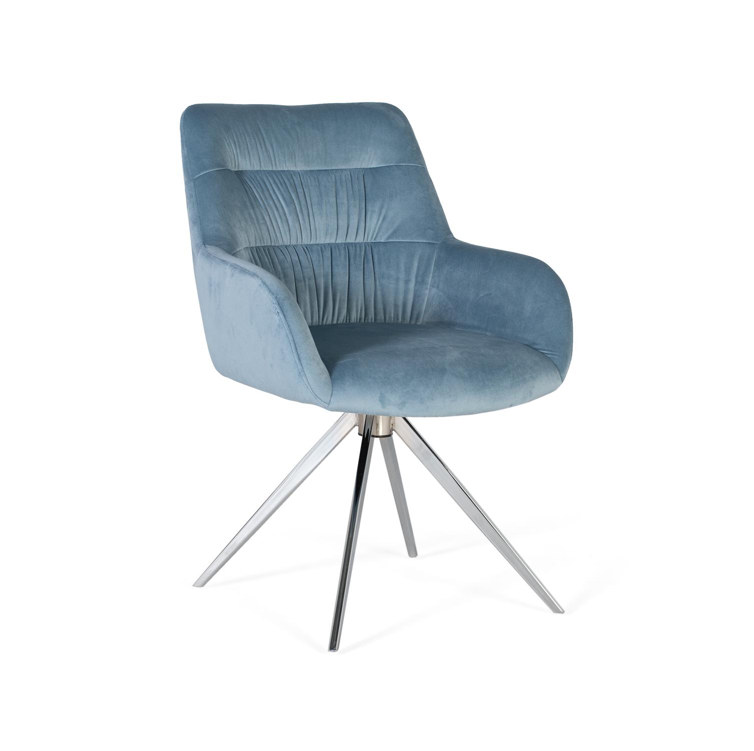 Set de 2 sillones tapizados en terciopelo color azul86X55X61