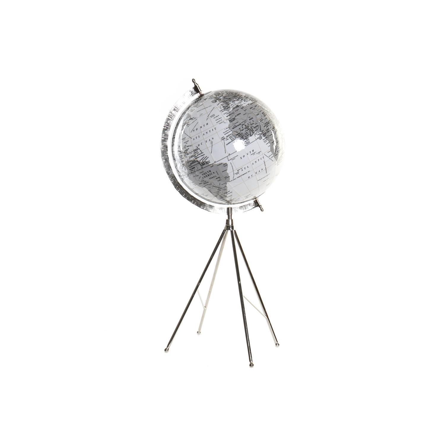 GLOBO TERRAQUEO METAL PLASTICO 27X25X61 PIE BLANCO DH171070