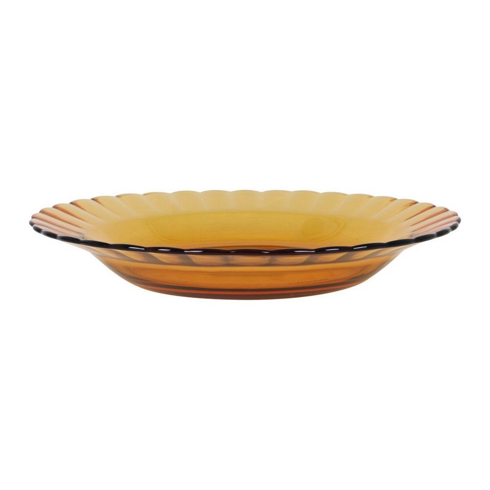 MAXHOME-SET 6 Plato Llano ,Hondo,Plato postre Duralex Lys Ambar,Picardie Cristal Ambar (ø 23 X 3,5 Cm)