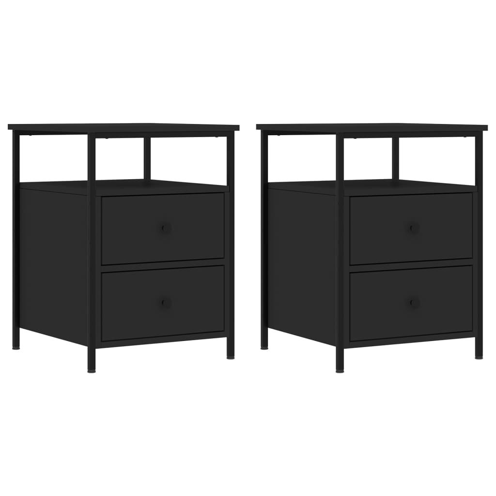 Vidaxl Mesitas Noche 2 Unidades Madera Ingeniería 44x45x60 Cm Negro