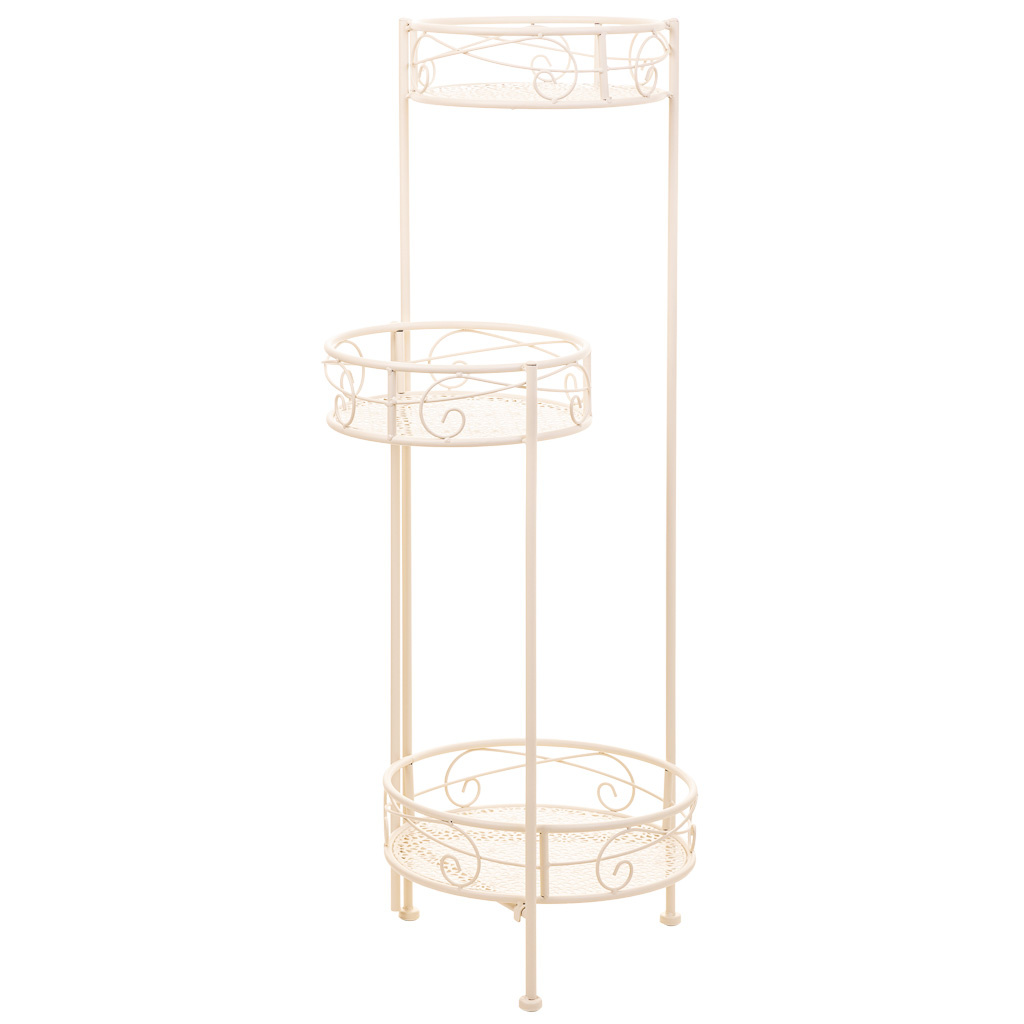 Wonderlust Deco - Soporte para 3 macetas de forja blanco 30x25x90 Blanco 30x25x90h cm
