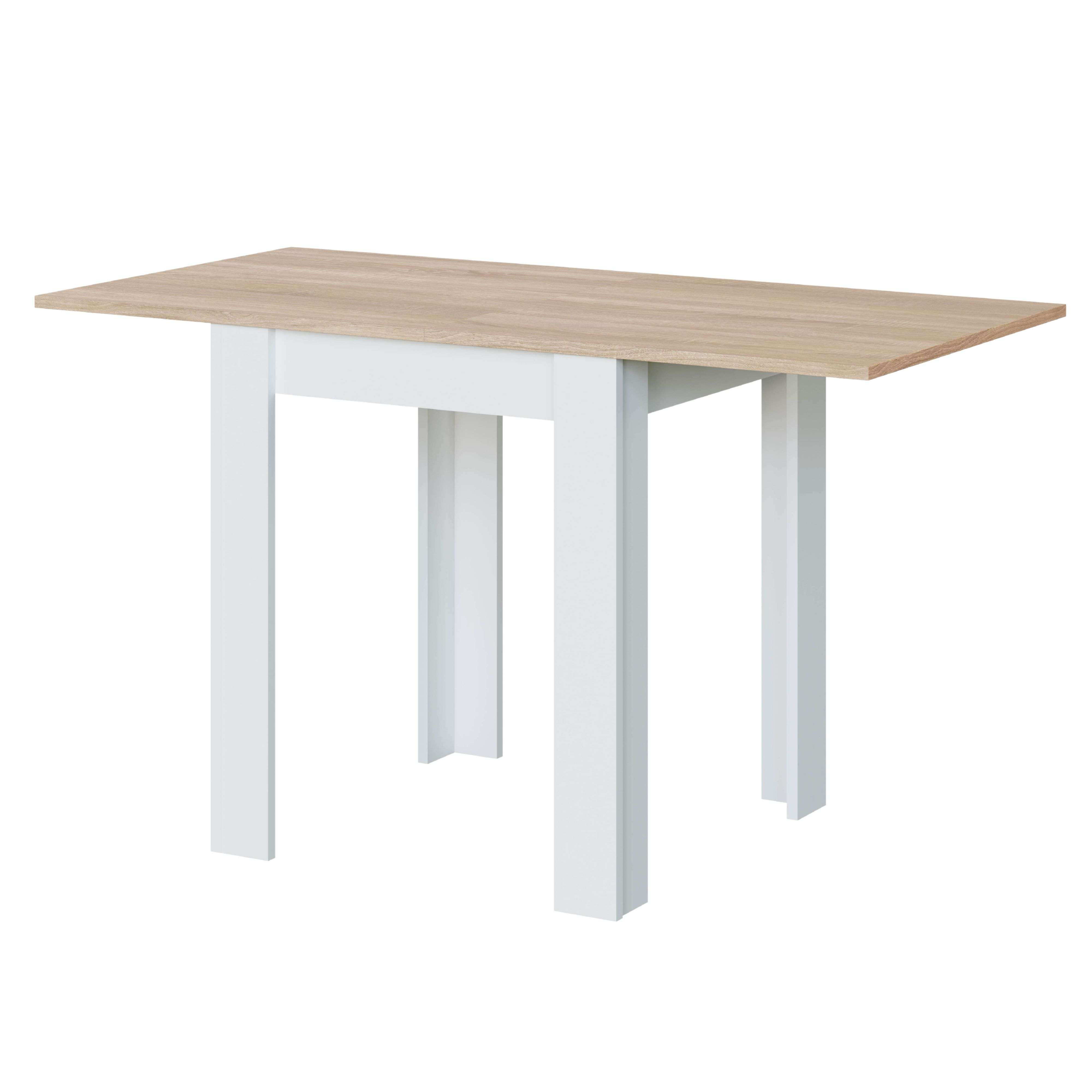 Miroytengo Mesa de Cocina Extensible Livre Estilo Nórdico en Color Blanco y Roble Artik 78x67-134x67 cm
