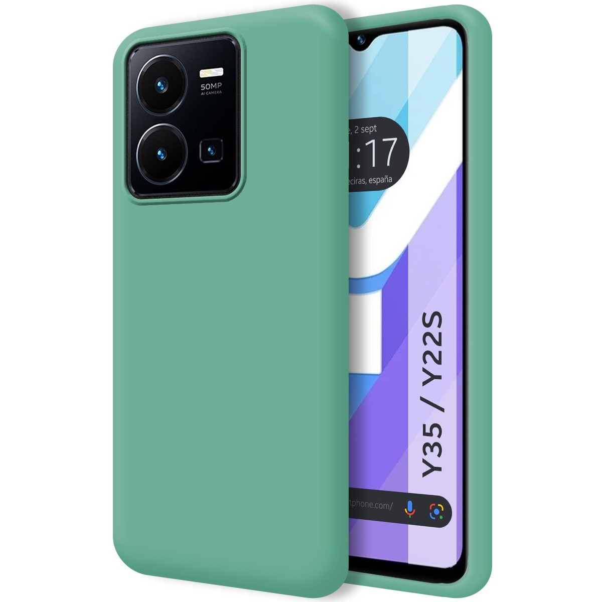 Tumundosmartphone Funda Silicona Líquida Ultra Suave Verde para Vivo Y35 / Y22s