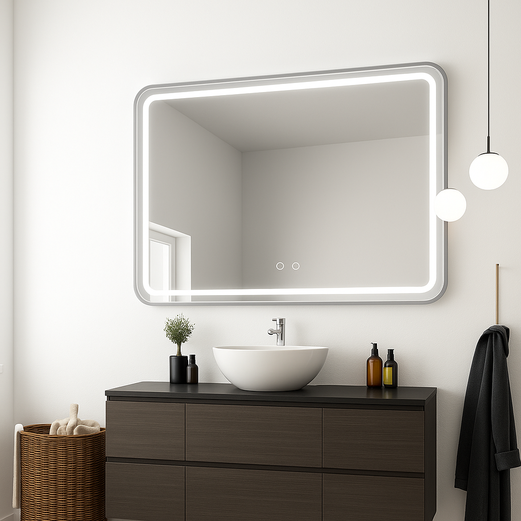 LEDIMEX GRECIA GREC013/100 Espejo rectangular con esquinas biseladas que posee doble sensor de movimiento 100x80
