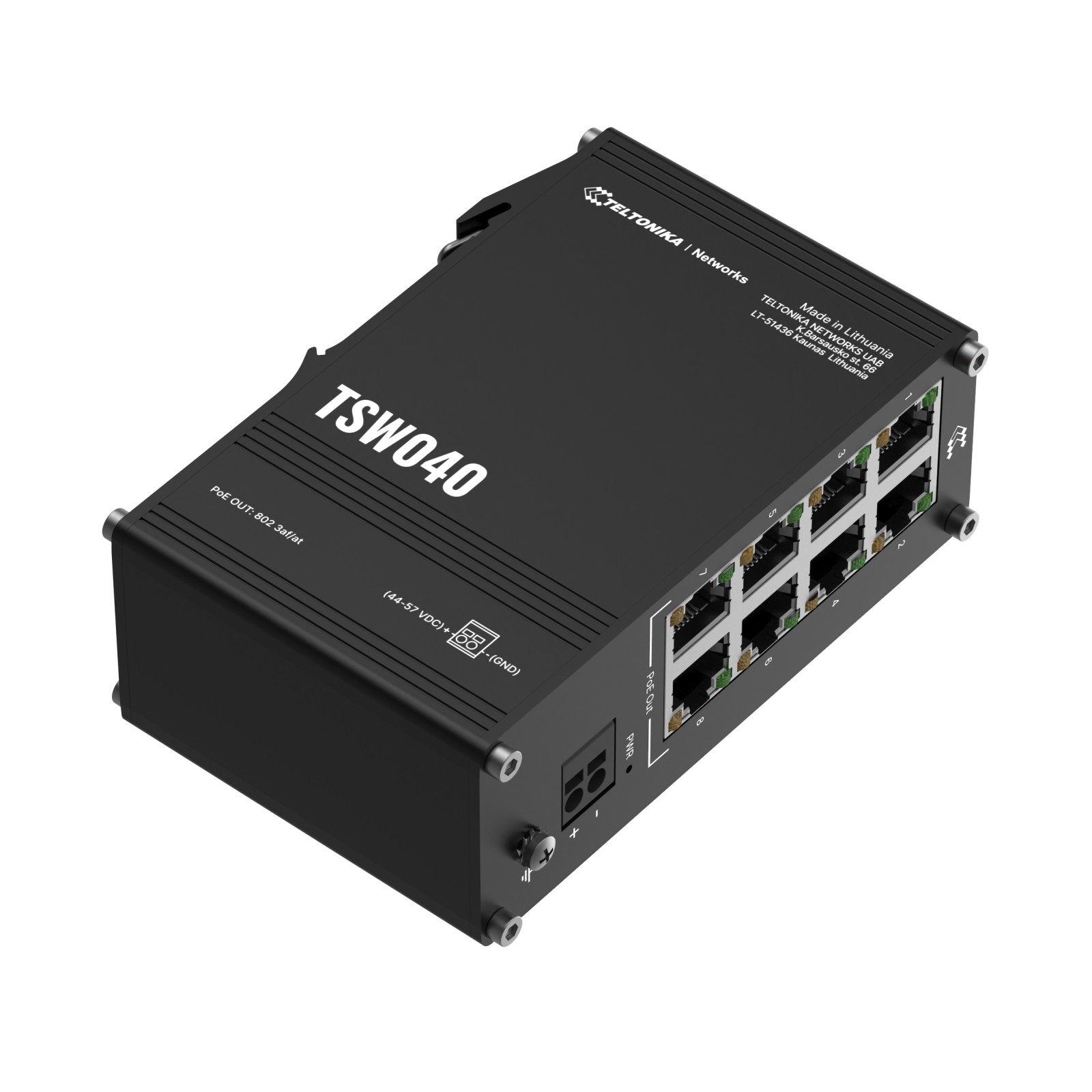 Teltonika NETWORKS TSW040 8-Port PoE+ Switch No administrado Fast Ethernet (10/100) Energía sobre Ethernet (PoE) Negro