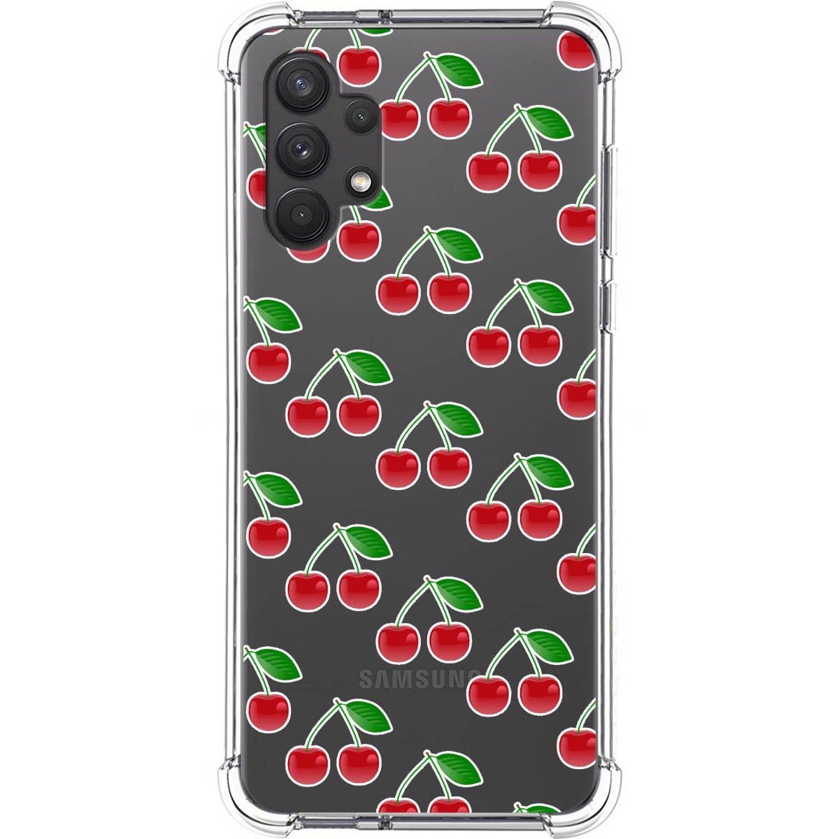 Tumundosmartphone Funda Silicona Antigolpes para Samsung Galaxy A32 4G diseño Cerezas Dibujos