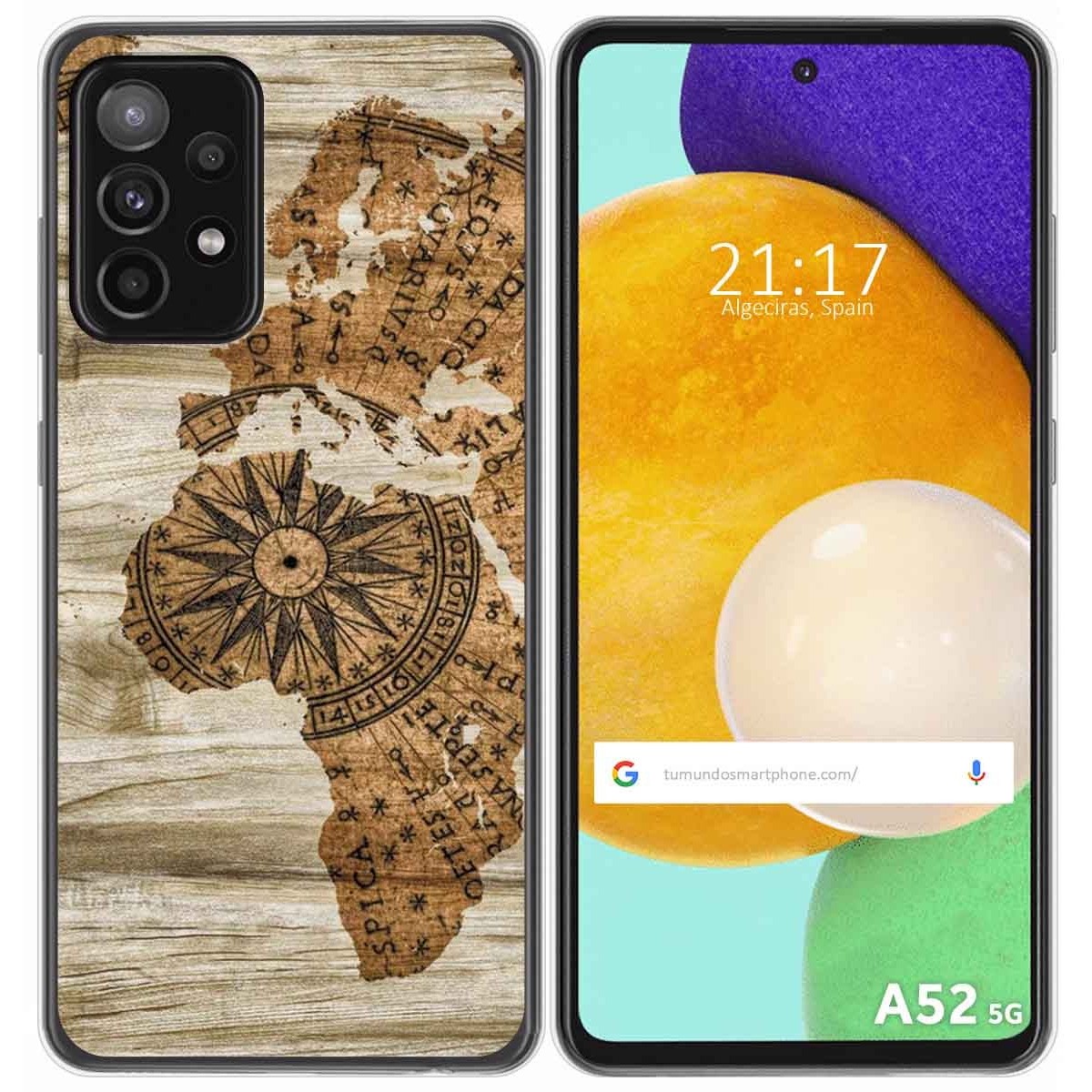 Tumundosmartphone Funda Gel Tpu para Samsung Galaxy A52 / A52 5G / A52s 5G diseño Madera 07 Dibujos