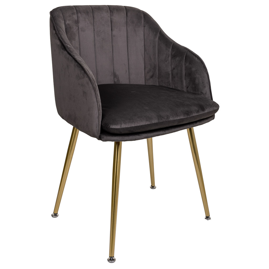 WANDERLUST DECO Silla de madera tapizada gris 55x56x48/78h cm