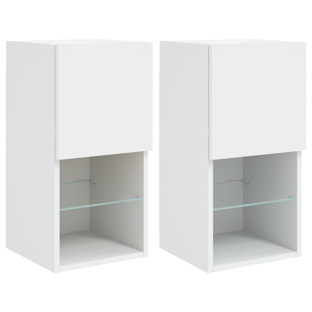 vidaXL Muebles de TV con luces LED 2 uds 30,5x30x60 cm, Mueble de Salon, Mueble TV, Mueble TV salon, Mesa de TV, Mueble tele