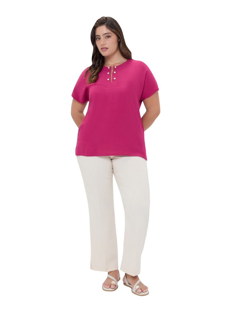 Fiorella Rubino - Camiseta de viscosa con detalle de perlas