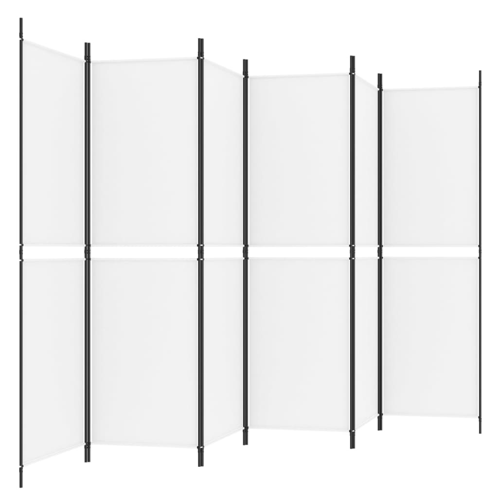 vidaXL Biombo divisor de 6 paneles de tela blanco 300x180 cm