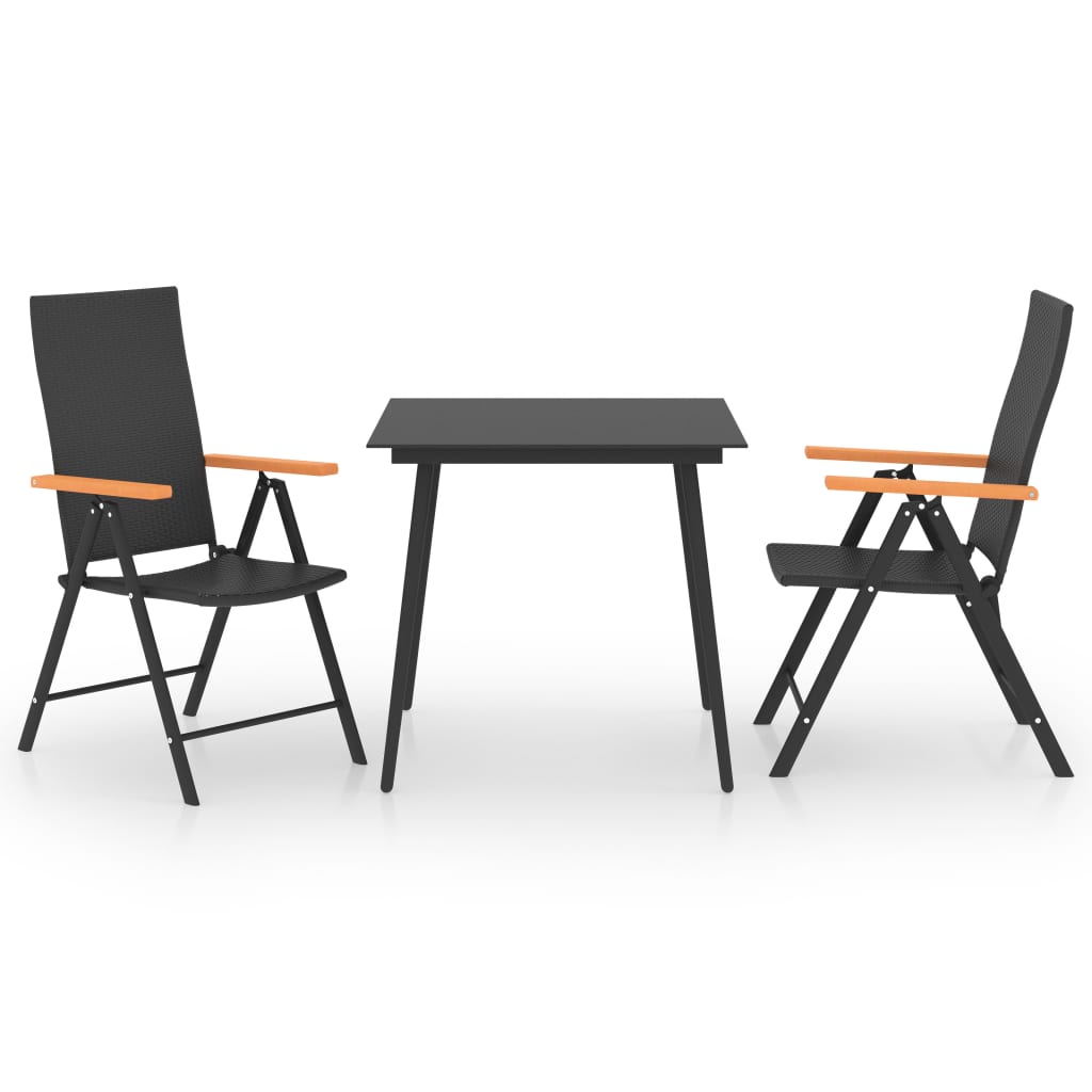 vidaXL Juego de comedor para jardín 3 piezas negro y marrón