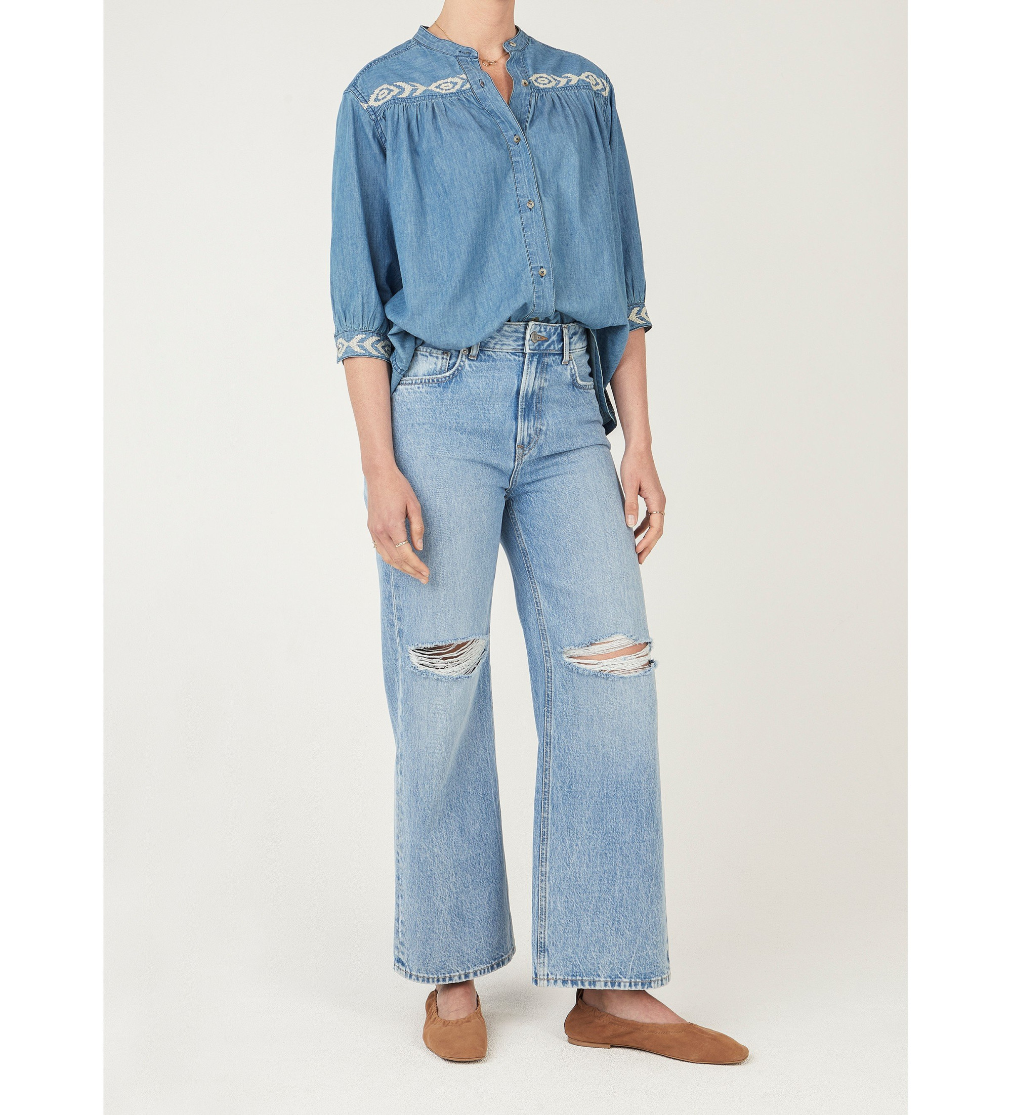 Pepe Jeans | Mujer | Camisa Livia Embroidered denim azul