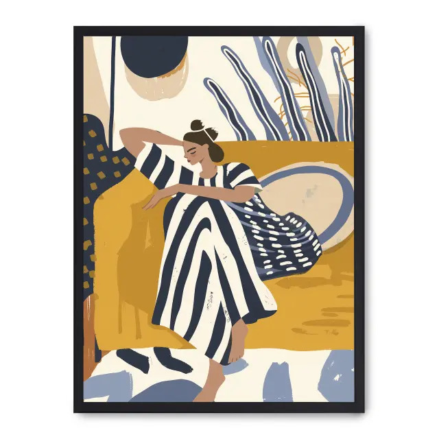 Cuadro summer relax iii 30x40cm, Póster impreso en papel de primera calidad de 180gr, montado sobre marco de madera MDF acabado en negro., Arte - Pinturas