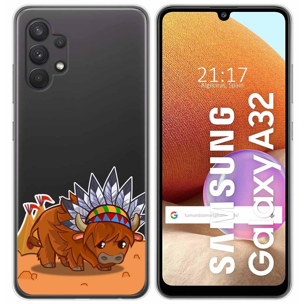 Tumundosmartphone Funda Gel Transparente para Samsung Galaxy A32 4G diseño Bufalo Dibujos